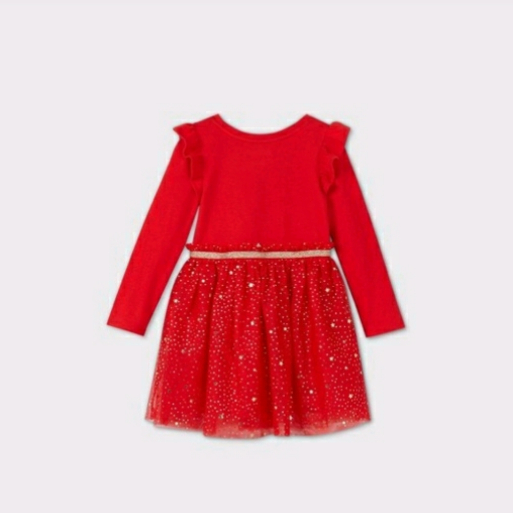 NWT Cat & Jack Red Glitter Tulle Dress Size 2T